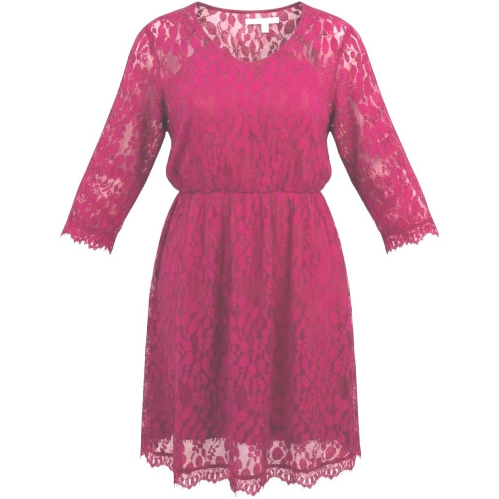 Unbranded Magenta Lace 3/4 Sleeve Dress Size XL Pink‎ Excellent